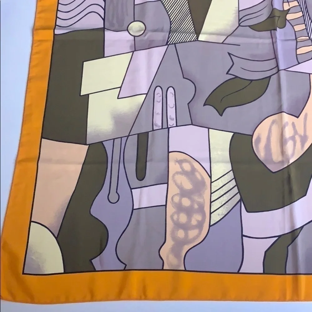 Vintage Picasso print Oversized Silk Feel Scarf 33” x 34” multicolor print